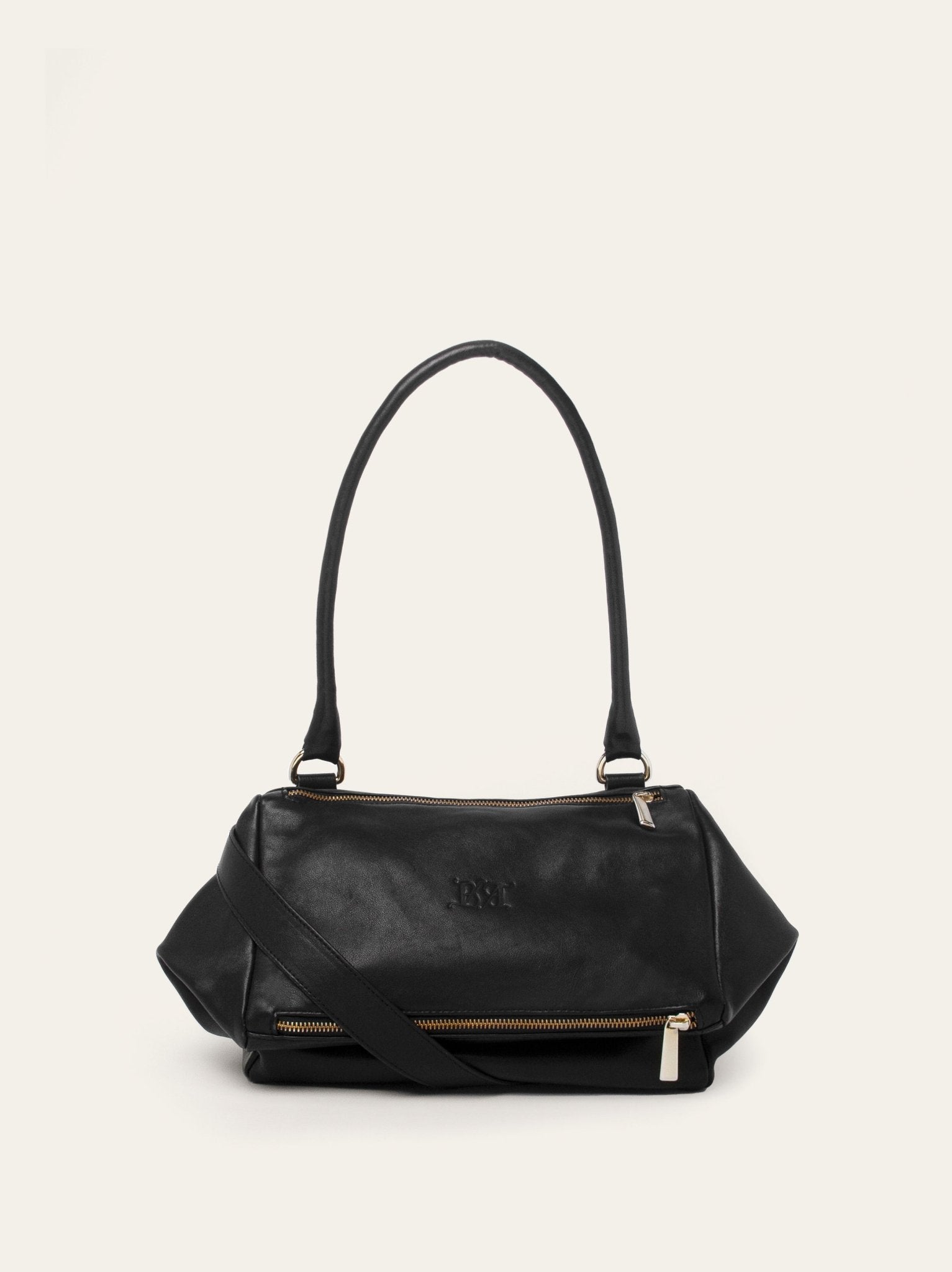 Bolso estructurado en piel de becerro negro Bess Madrid vista frontal