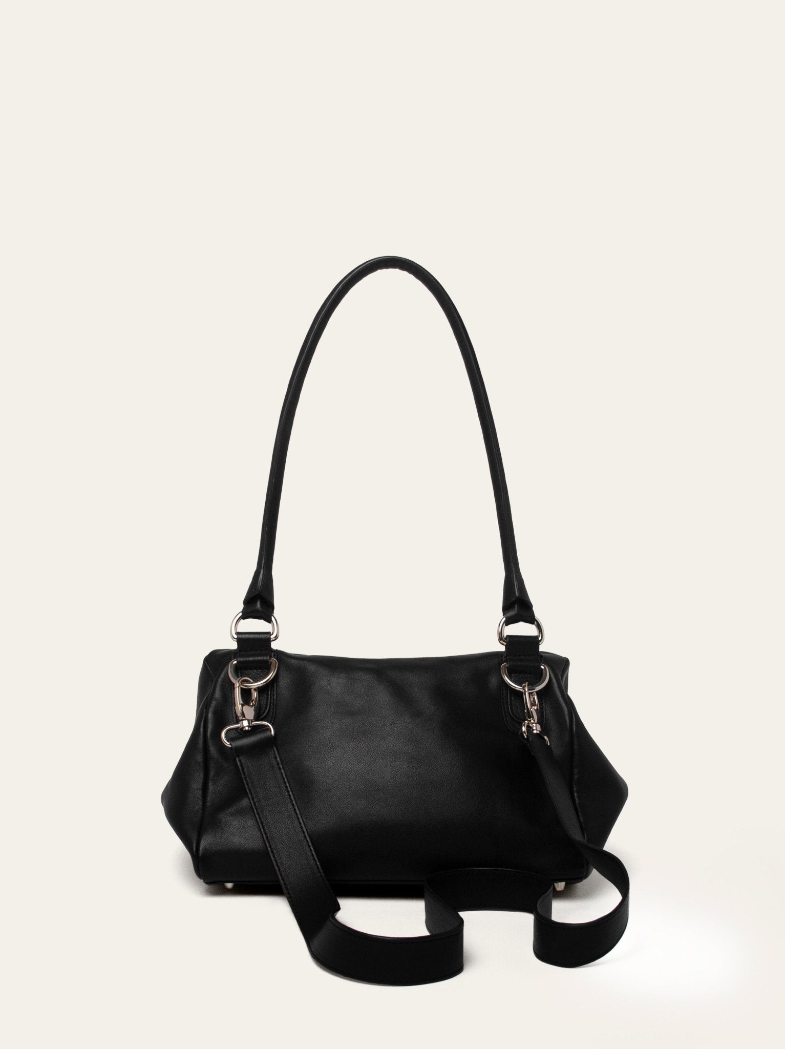 Bolso estructurado en piel de becerro negro Bess Madrid vista trasera
