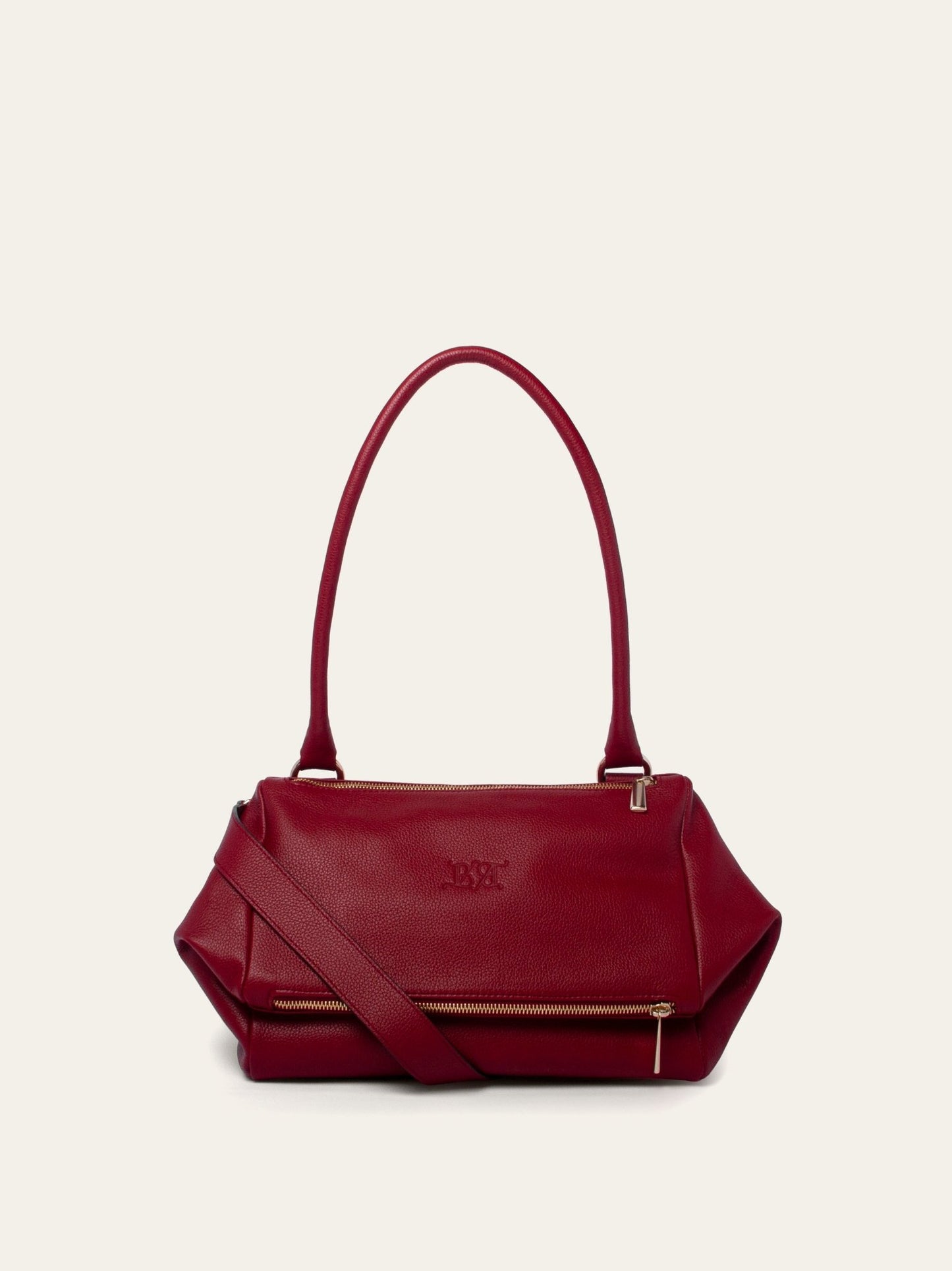 Bolso estructurado en piel de vacuno guinda Bess Madrid vista frontal